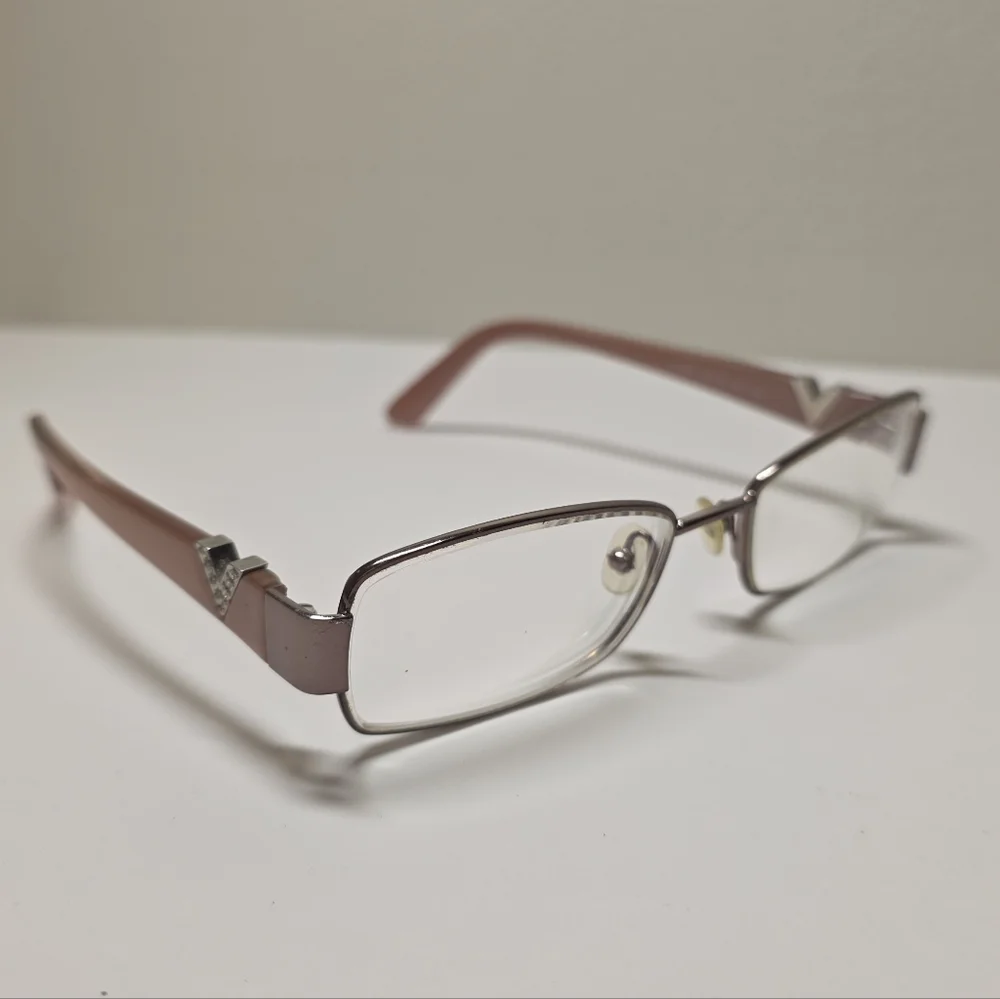 Authentic Valentino V2102R 601 Crystal V Pink Eyeglass Frames 52-16-135 Italy